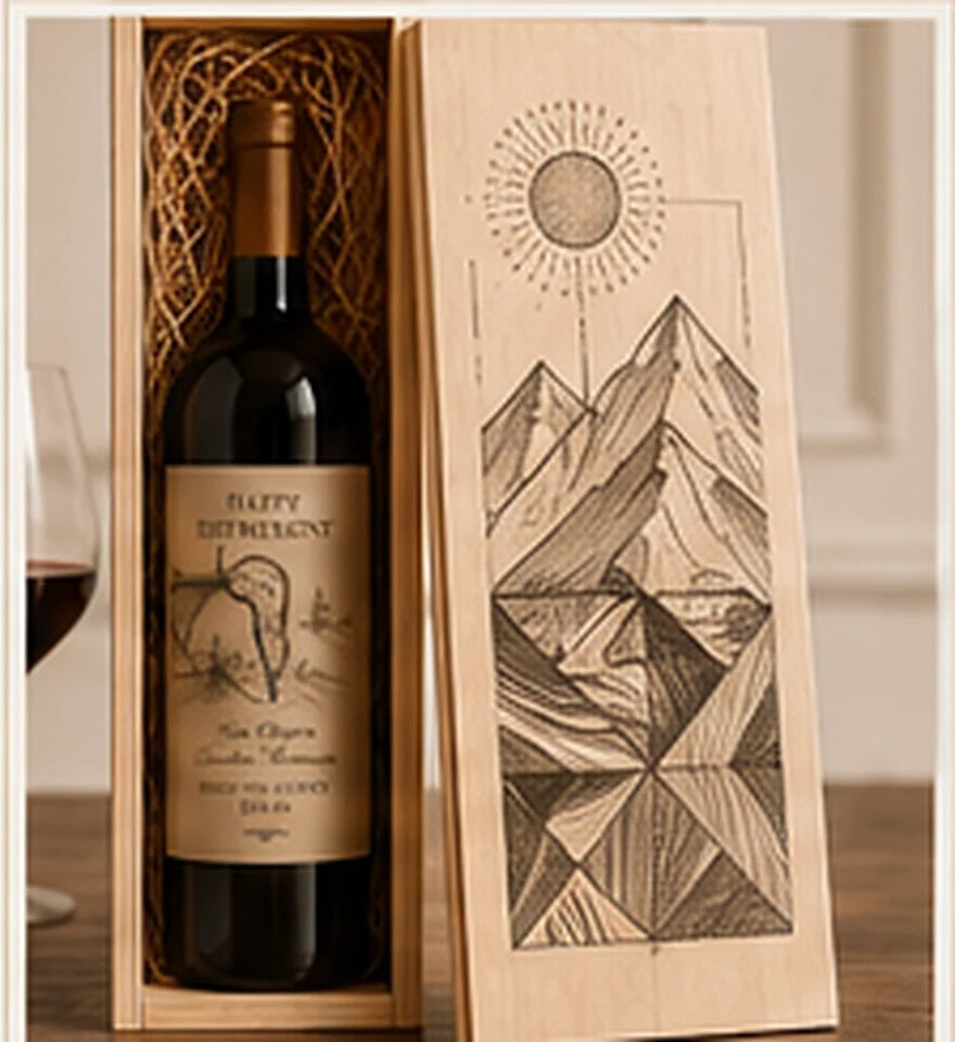 Geometric Peaks art engraving design