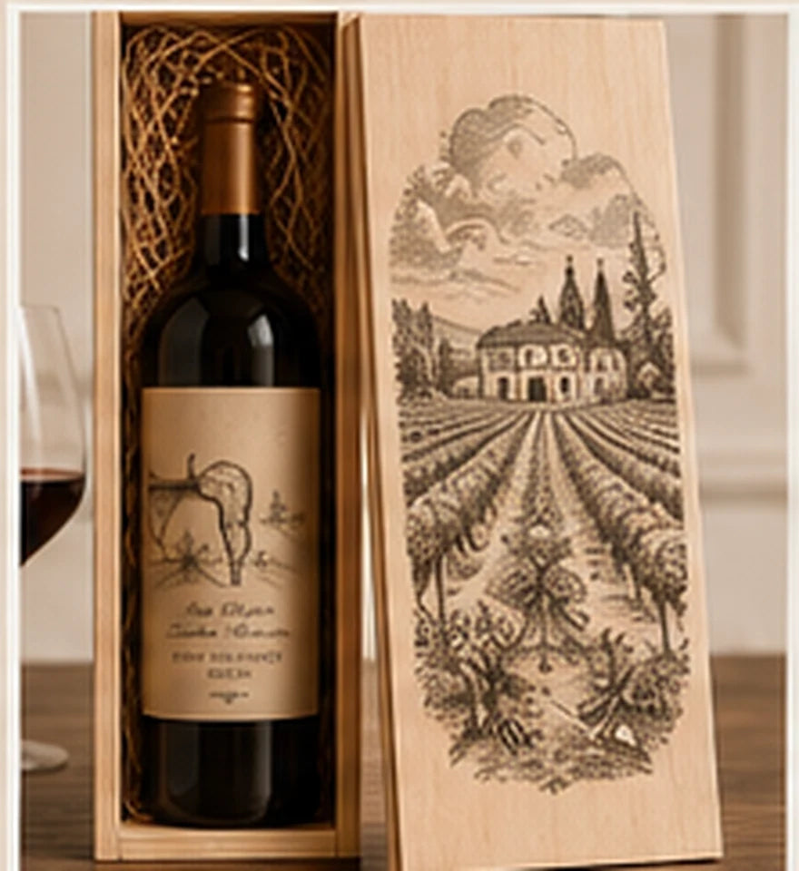 Vineyard Etching art engraving design
