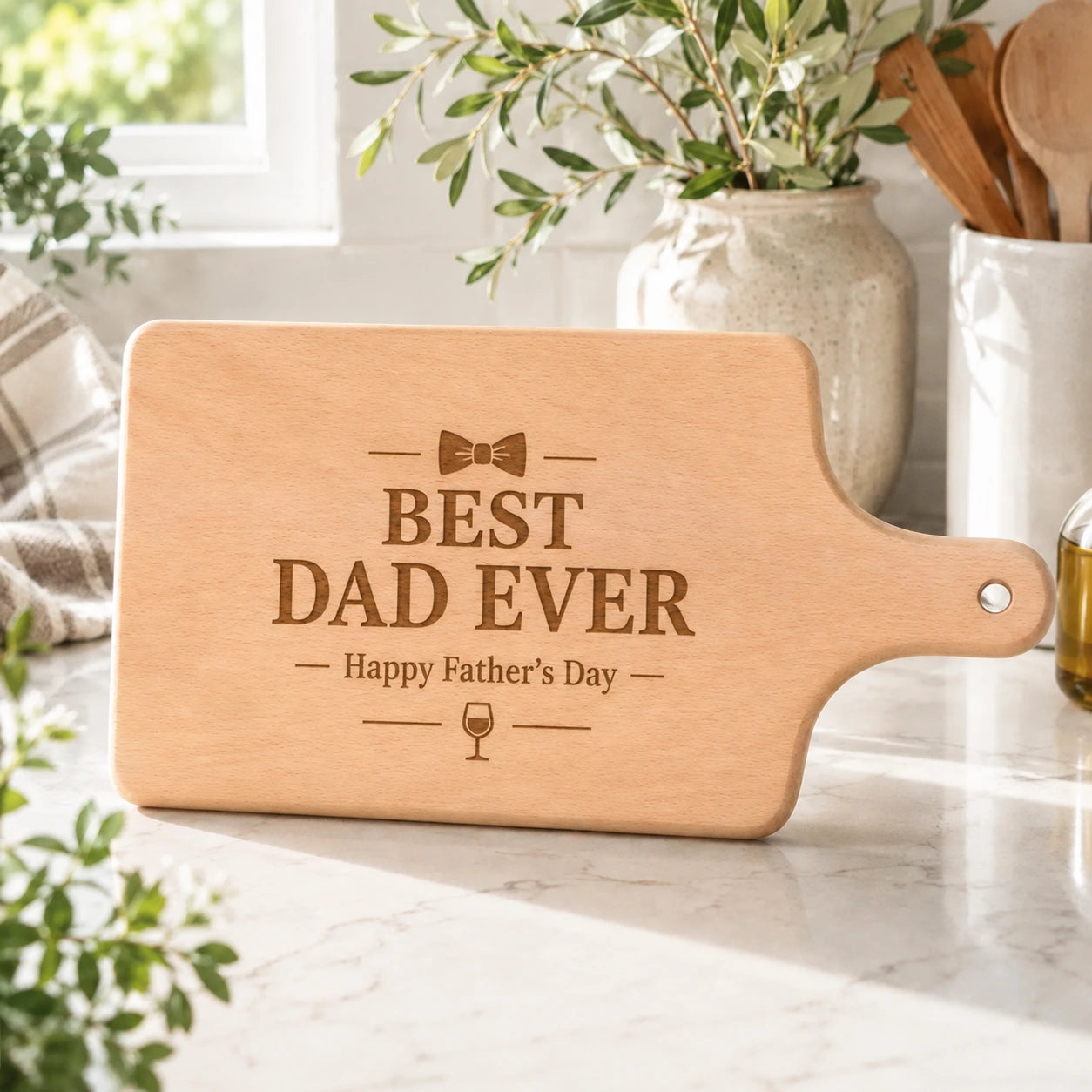 Best Dad Ever cutting board engraving design