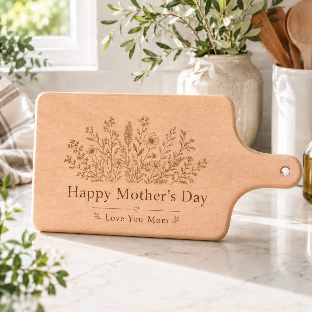 Mother’s Day cutting board engraving design