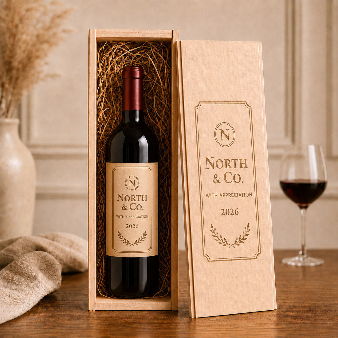 Personalised corporate wine box